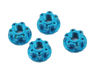 Picture of Yeah Racing 4mm Aluminum Serrated Wheel Lock Nut (4) (Blue)