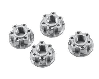 Picture of Yeah Racing 4mm Aluminum Serrated Wheel Lock Nut (4) (Silver)