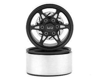 Picture of Yeah Racing 1.9" Aluminum BXN 6 Spoke Beadlock Wheels w/Faux Rotors (Black) (2)