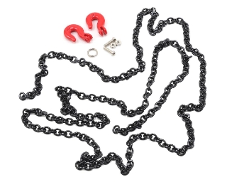 Picture of Yeah Racing 96cm 1/10 Crawler Scale Steel Chain Accessory w/Red Hooks (Black)