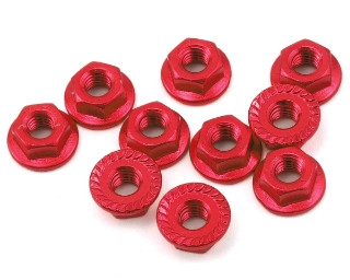 Picture of Yeah Racing 4mm Aluminum Serrated Lock Nut (10) (Red)