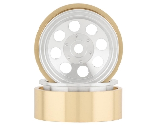 Picture of SSD RC 1.0” Aluminum/Brass 8 Hole Beadlock Wheels (Silver) (2)