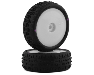 Picture of JConcepts Mini-B Swagger Pre-Mounted Front Tires (White) (2) (Pink)
