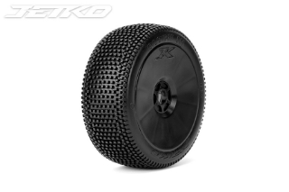 Picture of JetKO Tires Block In 1/8 Buggy Tires Mounted on Black Dish Rims, Ultra Soft (2)