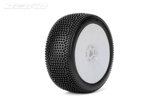 Bild von JetKO Tires Block In 1/8 Buggy Tires Mounted on White Dish Rims, Ultra Soft (2)
