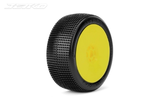 Picture of JetKO Tires Marco 1/8 Buggy Tires Mounted on Yellow Dish Rims, Medium Soft (2)
