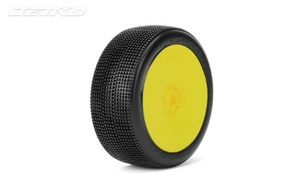 Picture of JetKO Tires Lesnar 1/8 Buggy Tires Mounted on Yellow Dish Rims, Ultra Soft (2)