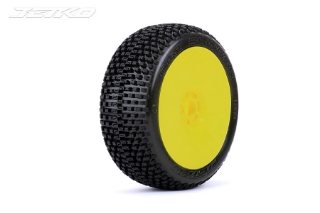 Picture of JetKO Tires Dirt Slinger 1/8 Buggy Tires Mounted on Yellow Dish Rims, Medium Soft (2)