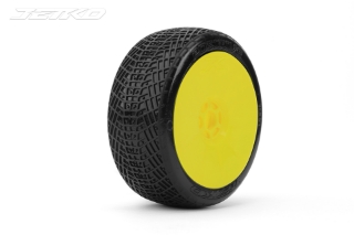 Picture of JetKO Tires Positive 1/8 Buggy Tires Mounted on Yellow Dish Rims, Super Soft (2)