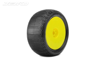 Picture of JetKO Tires Block In 1/8 Truggy Tires Mounted on Yellow Dish Rims, Super Soft (2)