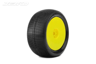 Picture of JetKO Tires Lesnar 1/8 Truggy Tires Mounted on Yellow Dish Rims, Medium Soft (2)