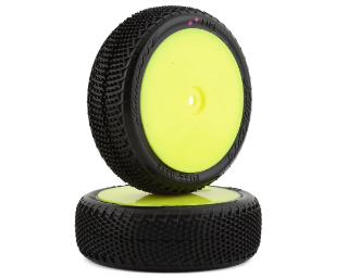 Picture of JConcepts Fuzz Bite LP 2.2" Pre-Mounted 4WD Front Buggy Tire (Yellow) (2) (Pink) w/12mm Hex
